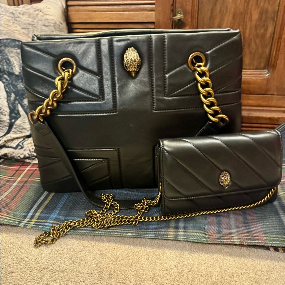 Kurt GeigerBlack Leather Handbag and Wallet Set